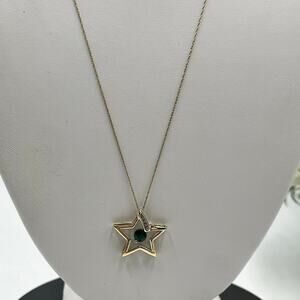 Alwand Vahan 10k Gold Star Emerald Heart Center Stone Diamonds Pendant Necklace